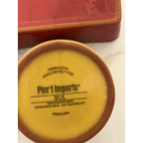 Pier One Terracotta Pottery Condiments Tray, 3 Bowls Hostess Gift, Occasions - Picture 8 of 9